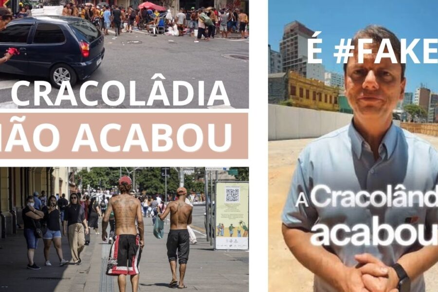 É #FAKE PROPAGANDA ELEITORAL: Tarcísio mente no primeiro dia e diz que acabou com a cracolândia